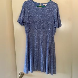 GB blue with white polka dot dress